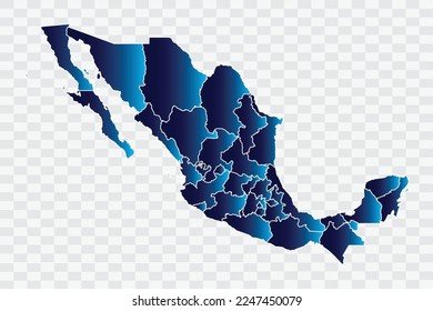 Mexico Map indigo Color on White Background quality files png