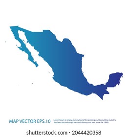 Mexico map , infographic style , blue gradient color , on white background with Map World. Wire frame 3D mesh ,