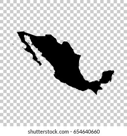 Mexico map isolated on transparent background. Black map for your design. Vector illustration, easy to edit.