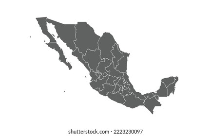 Mapa de México aislado en el fondo blanco.