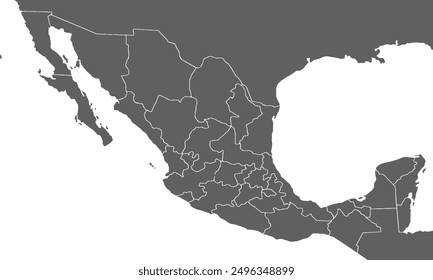 Mexico map isolated on white background. for website layouts, background, education, precise, customizable, Travel worldwide, map silhouette backdrop, earth geography, political, reports.