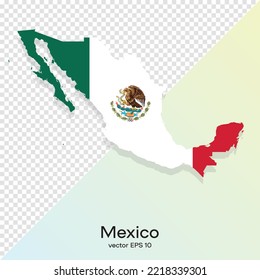 Mapa de México aislado bandera de color de bg