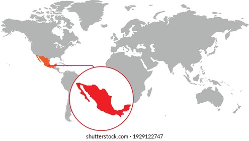 
Mapa de México. Mapa mundial aislado. Aislado sobre fondo blanco. Ilustración vectorial.