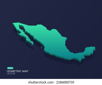 Mexico map isometric green gradient vector illustration 