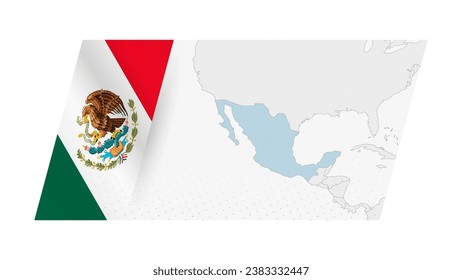 Mexiko Karte im modernen Stil mit Flagge von Mexiko auf der linken Seite. Vektorgrafik einer Karte.