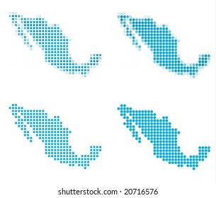 Mexico map mosaic set. Isolated on white background.