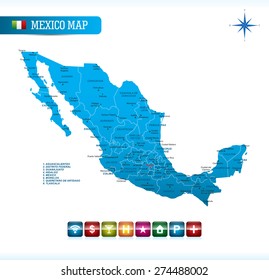 Mexico Map with Navigation Icons