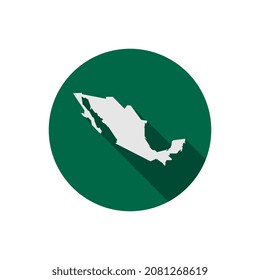 Mexico map on green circle with long shadow