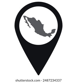 Mexiko-Karte. Karte von Mexiko auf Karte Pin-Symbol schwarze Farbe isoliert