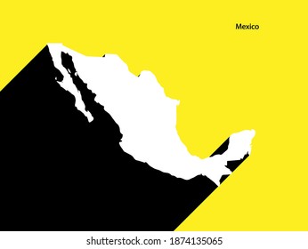 Mexico Map on retro poster with long shadow. Vintage sign easy to edit, manipulate, resize or colorize.