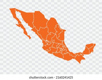 Mexico Map orange Color on White Backgound  illustration eps 10