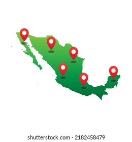 mapa de méxico con ubicación de pin