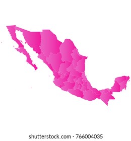 mexico map - pink pastel graphic background . Vector illustration eps 10