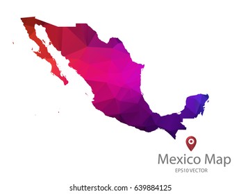 mexico map polygon colorful vector illustrator eps10