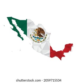 Mapa de México en estilo poligonal sobre fondo blanco. Ilustración vectorial eps 10.
