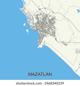 Mazatlán, México mapa poster art