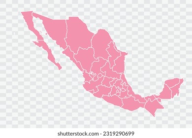 México Map Color de rosa Archivos de calidad de fondo png