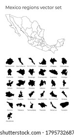 Mexico map with shapes of regions. Blank vector map of the Country with regions. Borders of the country for your infographic. Vector illustration.