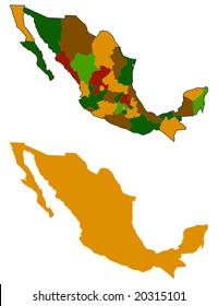 mexico map silhouette and all states