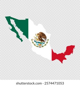 Mexico map silhouette with flag.