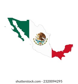 Mexiko-Karte Silhouette mit Flagge einzeln auf weißem Hintergrund