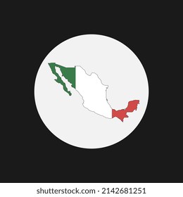 Mexico map silhouette with flag on white background
