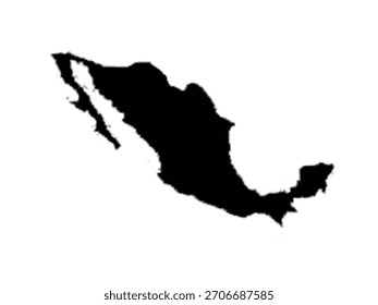 Icono de silueta de mapa de México aislado sobre fondo blanco.