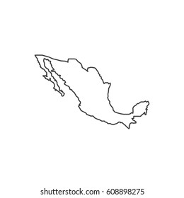 Mexico Map Silhouette Illustration On White Stock Vector (Royalty Free ...