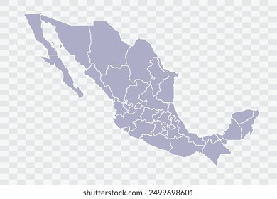 Mexico Map silver Color on White Background quality files Png