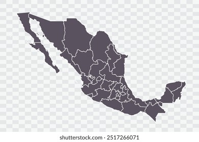 Mexico Map Smoke Color on White Background quality files Png