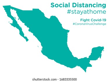 Mexico map with Social Distancing stayathome tag