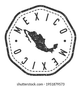 Marca Retro del sello del mapa de México. Pasaporte postal de Silhouette. Icono del vector de redondeo de sellado. Diseño de rehenes de insignia vintage.