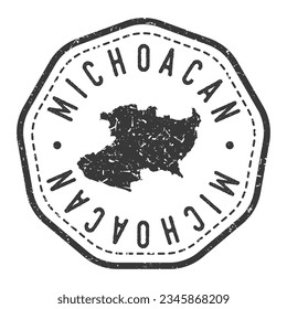 Michoacán, Mexico Map Stamp Retro Postmark. Silhouette Postal Passport. Seal Round Vector Icon. Badge Vintage Postage Design.