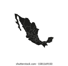 Mexico Map, states border map. Vector illustration.