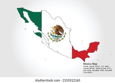 Mexico Map stripes. Vector illustration Color on White Backgound