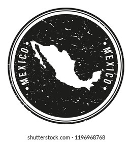 Mexico Map Symbol. Round Design Stamp Travel and Business Vector.