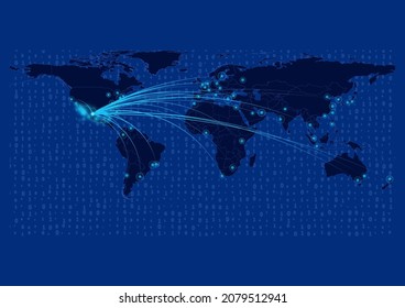 Mexico map for technology or innovation or export concepts. Connections of the country to major cities around the world. File is suitable for digital editing and prints of all sizes.