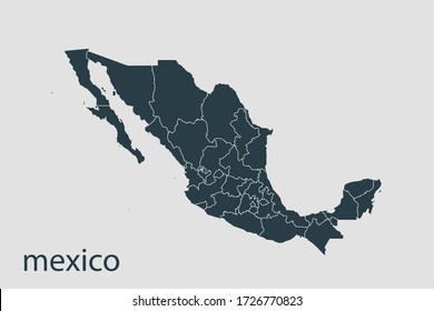 mexico map vector, Abstract design vector illustration Eps 10. Navy color.High Detailed on white background.