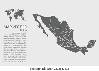 Mexico map vector, Abstract design vector illustration Eps 10. High Detailed on white background.