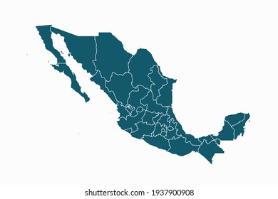 Mexico map vector. blue color on white background.