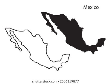 Mexico map vector illustration, Mexico map silhouette, America country, USA