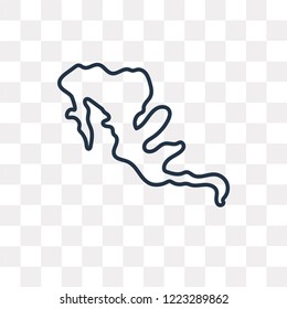 Mexico map vector outline icon isolated on transparent background, high quality linear Mexico map transparency concept can be used web and mobile