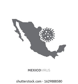 Mexico map with a virus microbe. Illness and disease outbreak