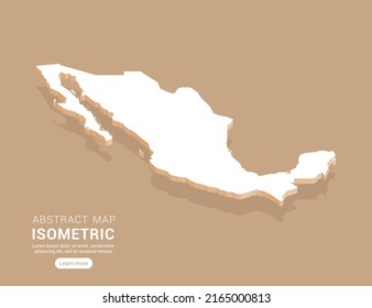 Mexico map white on brown background with isometric vector.