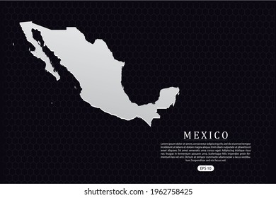 Mexiko-Karte - Internationale Weltkarte, Vektorvorlage mit weißer Farbe einzeln auf hexagonalem Hintergrund - Vektorgrafik-eps10