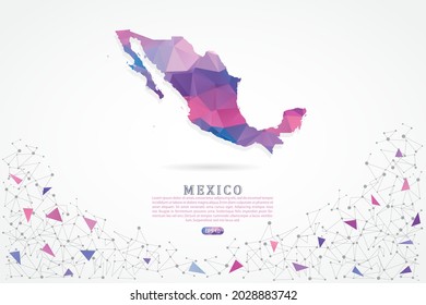 Mexico map - World Map International vector template with polygon pink color gradient isolated on white background for education, website, banner, infographic - Vector illustration eps 10