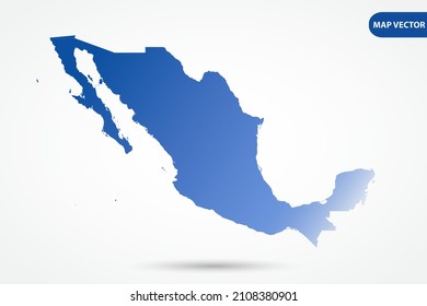Mapa de México - Mapa Mundial Plantilla vectorial internacional con color de gradiente azul aislado en fondo blanco para diseño, educación, sitio web, infografía - Ilustración vectorial eps 10