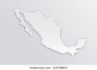 Mapa de México - Mapa mundial Planilla vectorial internacional con 3D, estilo de papel con sombra y color blanco sobre fondo gris para diseño, educación, infografía - Ilustración vectorial eps 10