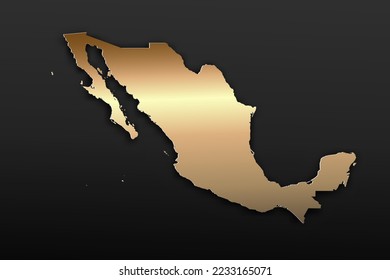 Mapa de México - Mapa mundial Planilla vectorial internacional con 3D, estilo de lujo dorado incluyendo sombra sobre el fondo negro para el diseño, la educación, sitio web, infografía - Ilustración vectorial eps 10