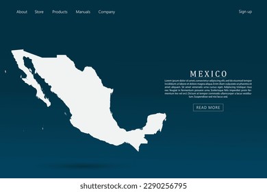 Mapa de México - Mapa mundial plantilla vectorial internacional con color blanco 3d sobre fondo de color azul oscuro y verde gradiente para diseño de plantillas de sitio web, infografía - Ilustraciones vectoriales eps 10